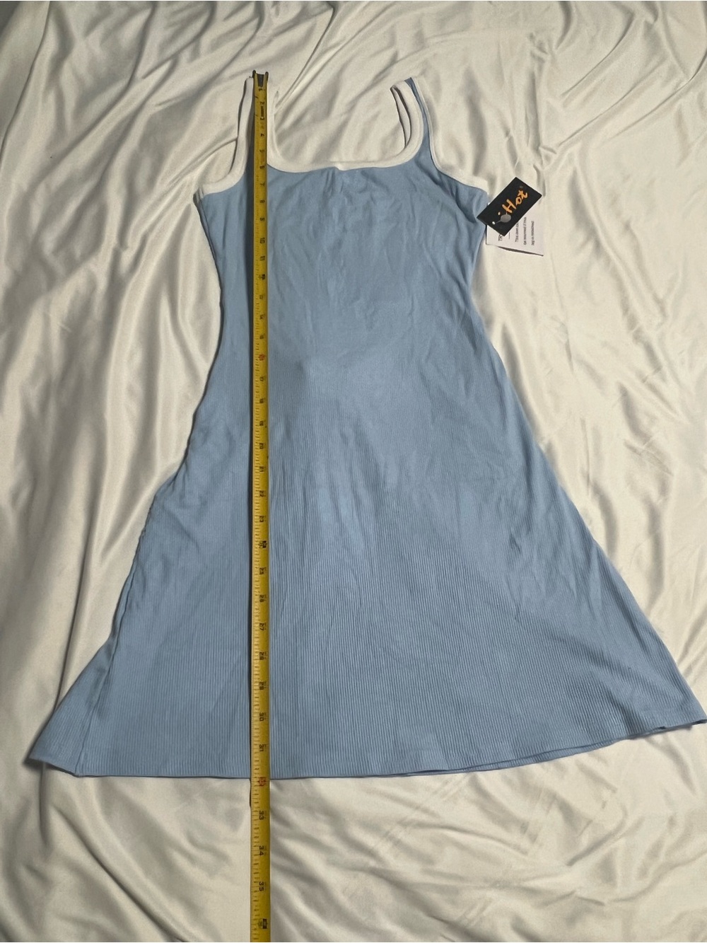 Light Blue Ribbed Tank Dress - Unbranded